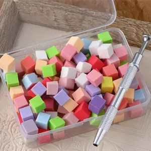100pcs Mini Nail Art Colorful Gradient Sponge Set, Gradient Stamp Polish, High-End Nail Painting Brush, Includes 1 Grab Pen, DIY Nail Art