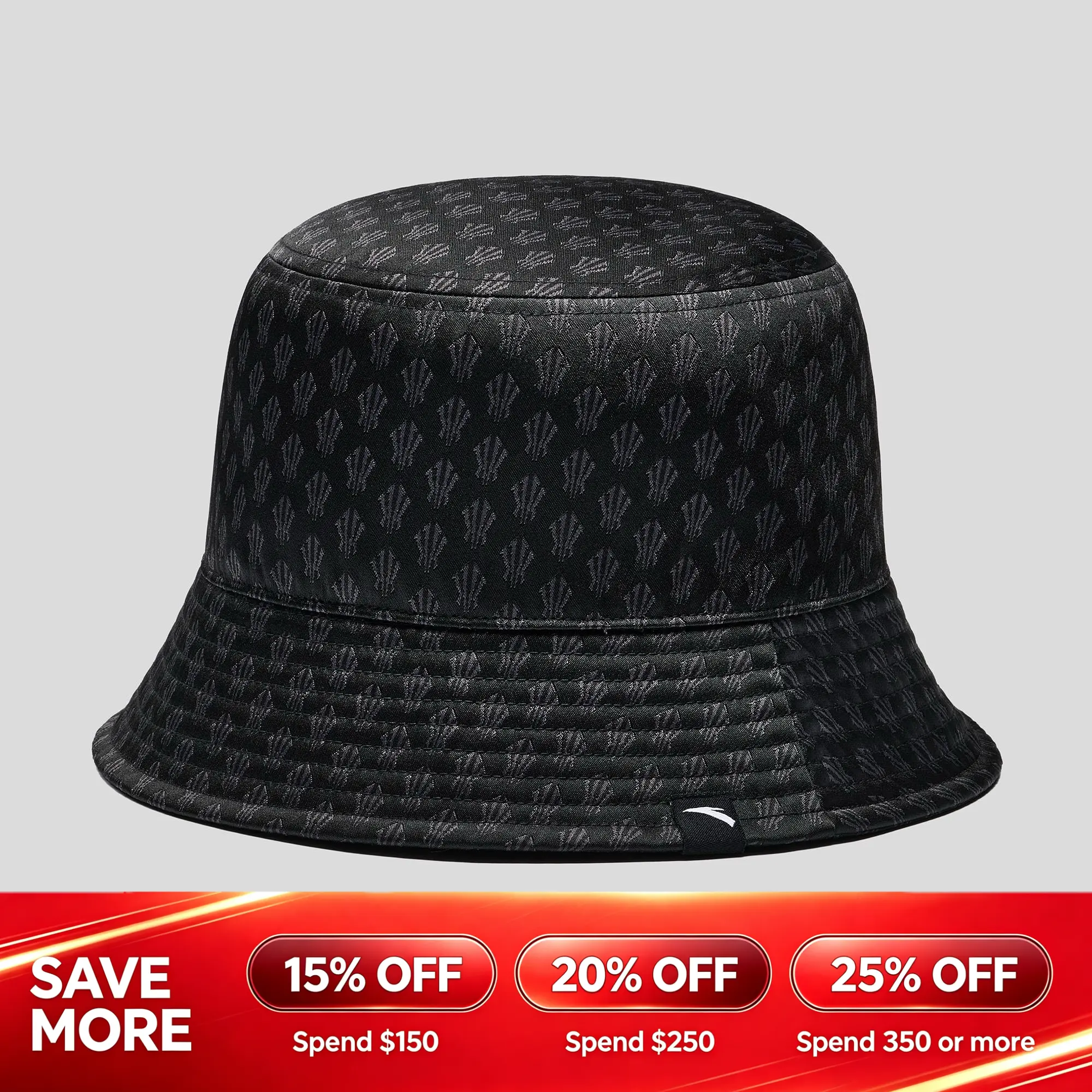 ANTA KAI Bucket Hat Black Casual Trendy Sports Outdoor Accessory