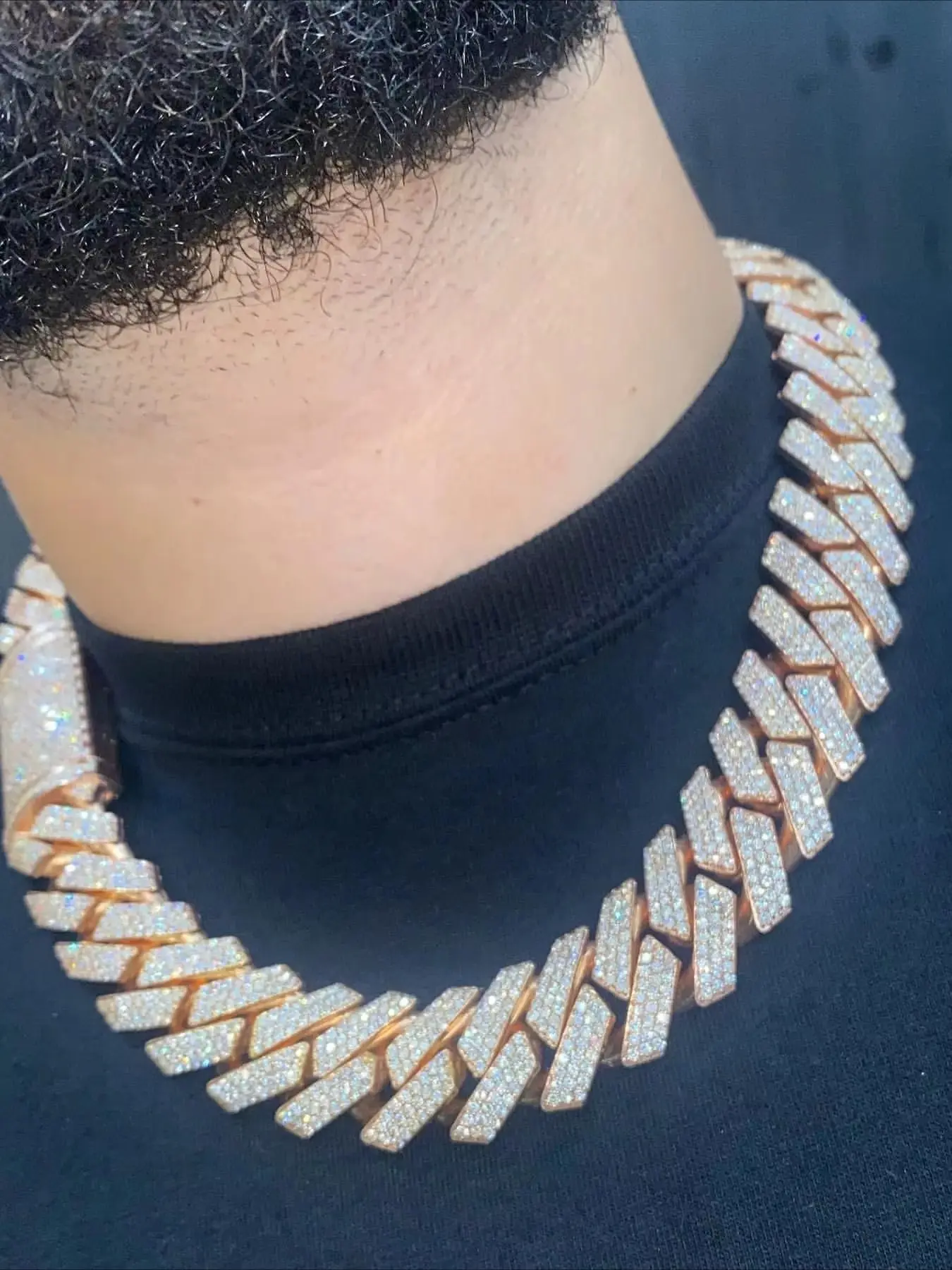 3-row 20mm VVS diamond-inlaid platinum handmade Cuban chain hip-hop style rap luxury custom multiple sizes available to choose freely, gold-plated and diamond-inlaid dual craft, party men's necklace jewelry,
