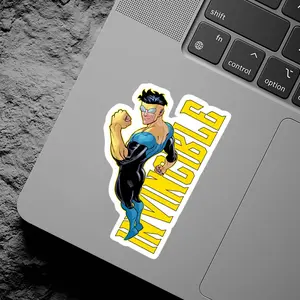 Invincible Comic Vinyl Sticker, Hero Mode Activated, Bold Yellow Superhero Decal, Laptop Water Bottle Skateboard Decor, Gift for Fans