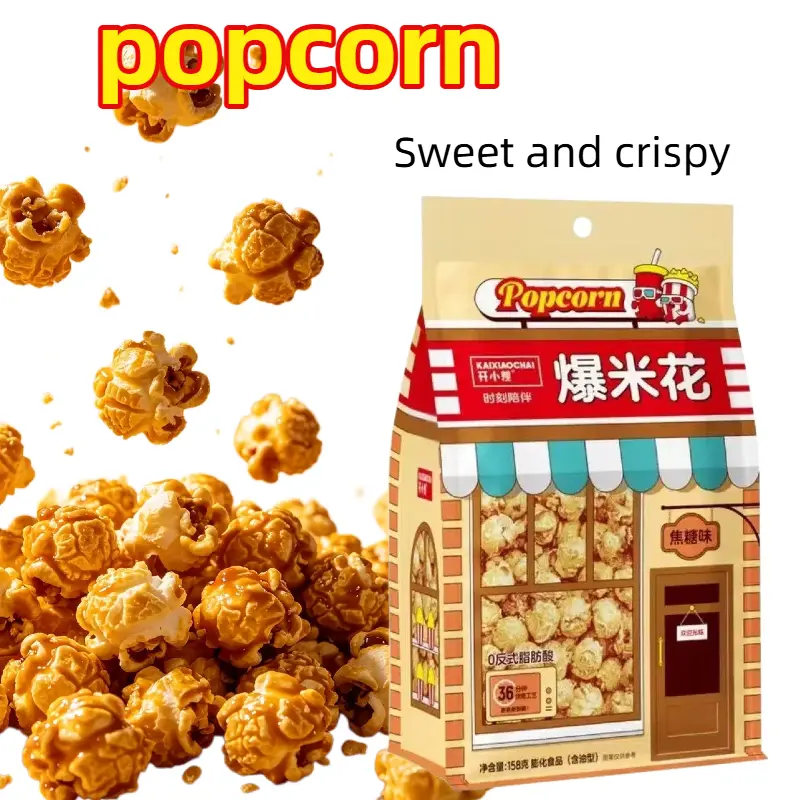 Caramel Coated Popcorn Snacks - 1pack, 158g Portable Individual Pack, Vegetarian Plant-Based, Gluten-Free, Halal, 0 Trans Fat, Cholesterol-Free Crunchy Sweet Snack for Movie Night, Travel Treats, Made in China