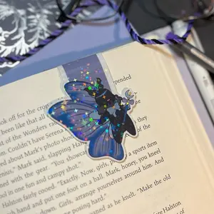 Magical Girl Mothman Magnetic Bookmark | Cute Cryptid Holographic Bookmark, Aesthetic Moth Bookmark, Butterfly Anime Girl Magnet Bookmark