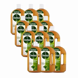 Dettol Antiseptic Disinfectant Liquid (750ml, Pack of 12) - Powerful Scented Cleaning Alternative, Home Care Solution for Household Surfaces, Kitchen Use