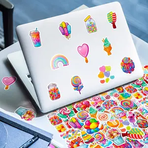 50PCS Cartoon Candy Stickers for Teens Kawaii Dessert Stickers for Water Bottles Cute Candies Decals for Girls Laptop Hydroflask Journaling