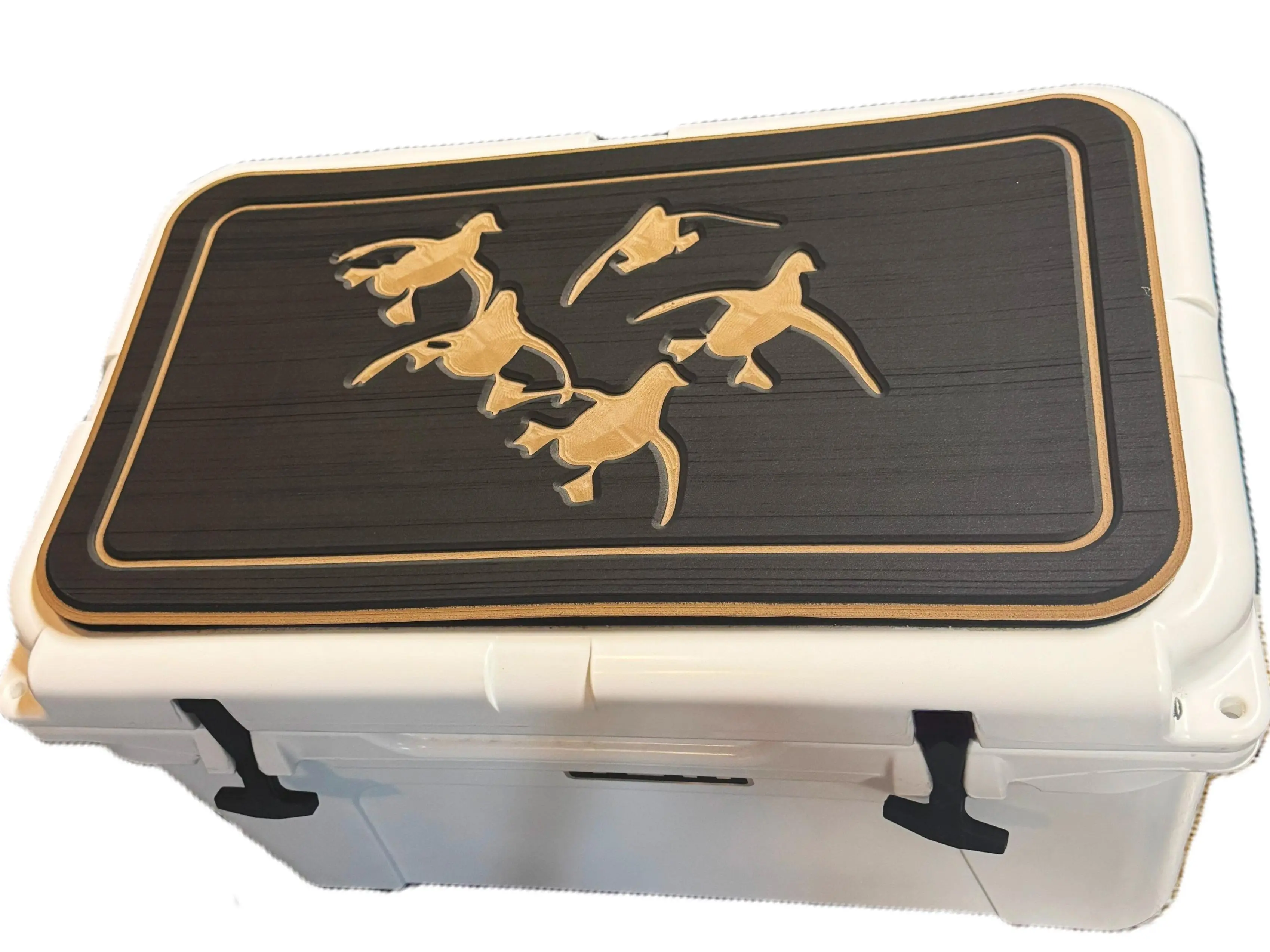 RTIC Vortex Cooler Pad with Cupped Ducks Logo - RTIC Cooler-Fitting Black/Brown Placemat - 3M Easy Peel & Stick Adhesive - Durable, Weather-Resistant for Outdoor Enthusiasts