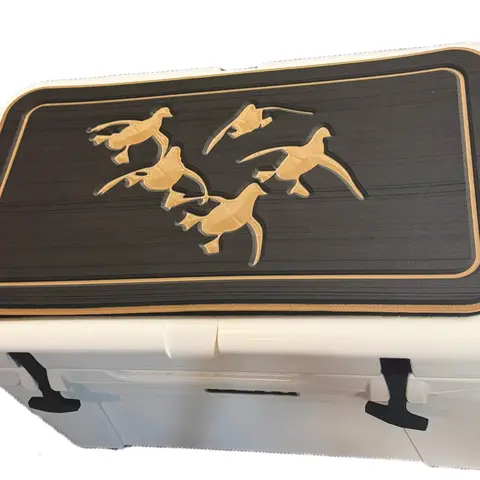 YETI Vortex Cooler Pad with Cupped Ducks Logo - Fits YETI Tundra, Roadie, Haul & Wheeled Coolers - Black/Brown Placemat - Easy Peel & Stick, 3M Adhesive - Durable, Weather-Resistant - For Outdoor Enthusiasts