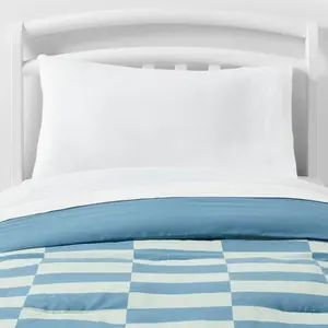 Pillowfort Toddler Kids' Comforter Cotton Shell Year-Round Use Checker