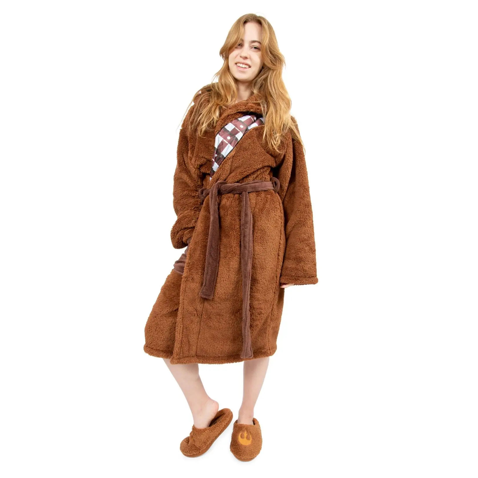 Men's Star Wars Chewbacca Fuzzy Fleece Bathrobe and Slipper Set for Adults, Costume