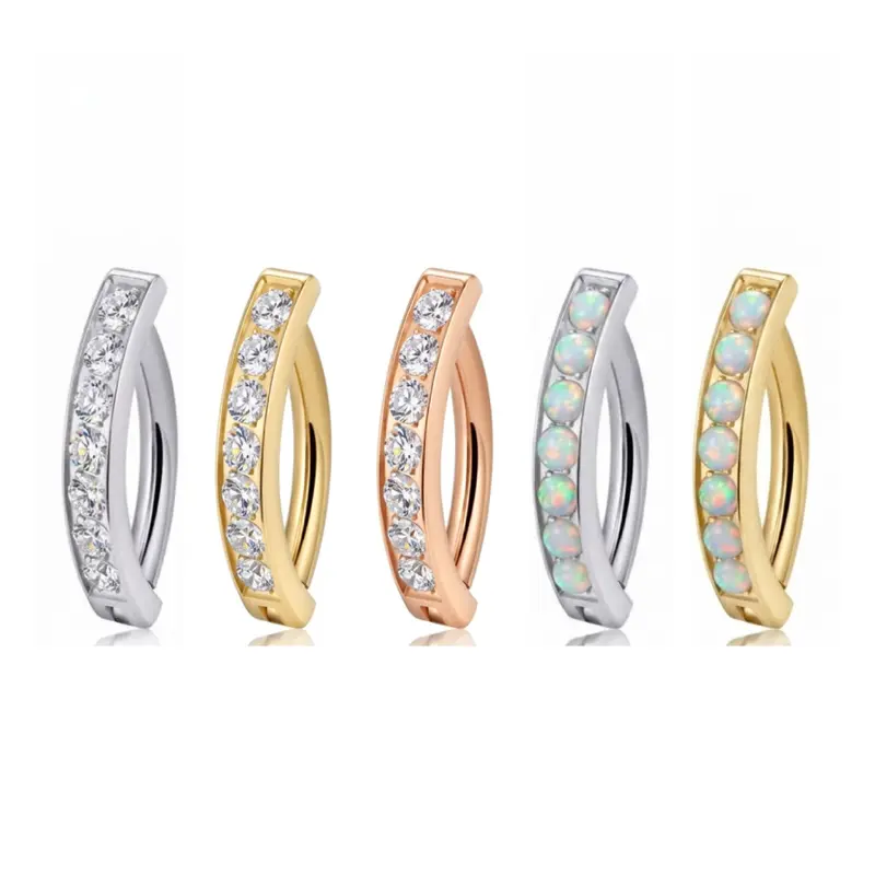 Titanium Gem Hinged Ring for Belly Button Piercings | 14g