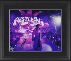 The Undertaker WWE Framed Autographed 16" x 20" WrestleMania 34 Entrance Photograph - Fanatics Authentic Certified