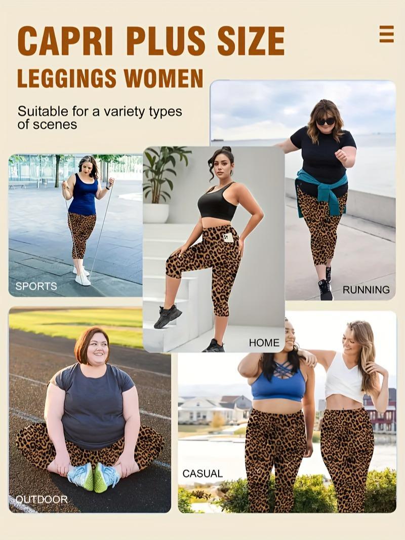 4 Pack Plus Size Capri Leggings for Women High Waisted Yoga Pants with Pockets for Women Tummy Control Workout Leggings Yoga Capris