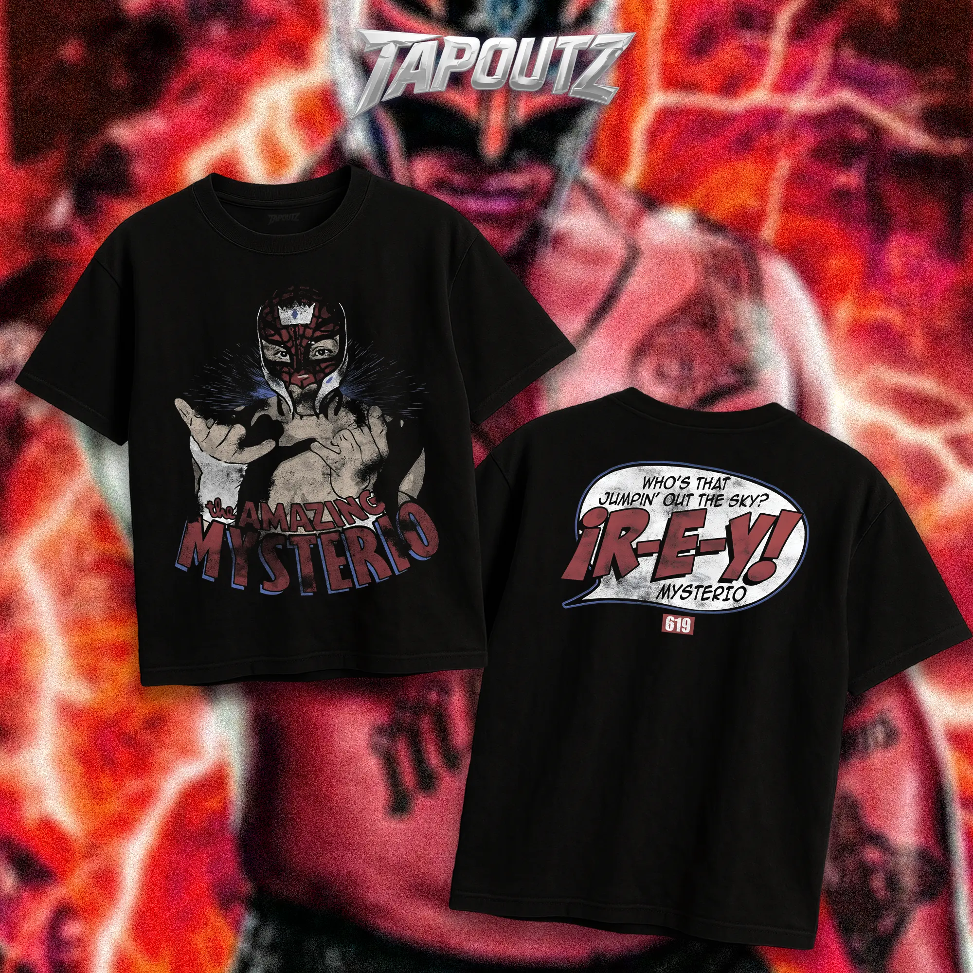 TAPOUTZ The Amazing Rey Mysterio Heavy Cotton Double-Sided Unisex Tshirt WWE Round Neck Short-Sleeve Casual Lightweight Tops, DTG Breathable Printing Classic Soft Wrestling Fan Lucha Libre Apparel Gift
