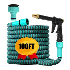 Expandable Garden Water Hose High Pressure Flexible Irrigation Pipe Car Wash Gun 25ft-50ft-75ft-100ft, Gardening Supplies