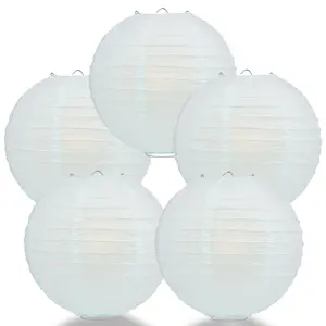 5-Pack 12 Inch Arctic Spa Blue Parallel Ribbing Round Paper Lanterns