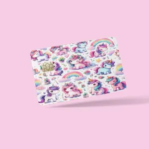 Whimsical Unicorn Credit Card Sticker – Small Chip Size | Holographic & Glossy Options