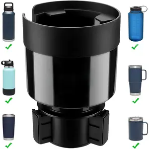 Car Cup Holder Expander with Adjustable Base, Compatible with Hydro Flasks 32/40 Ounce, Compatible with Yeti Ramblers 20/26/30 Ounce, Other Bottles in 3.4"-3.8" (Black)