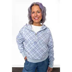 ALB Custom Women's Plaid Print Quarter Zip Hoodie