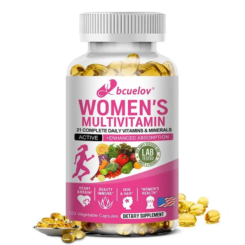 Bcuelov Women's Multivitamin & Multimineral with Vitamin A, C, D, E, B12, Zinc & Iron, Vitamin Supplement for Energy, Focus and Immune Health Support