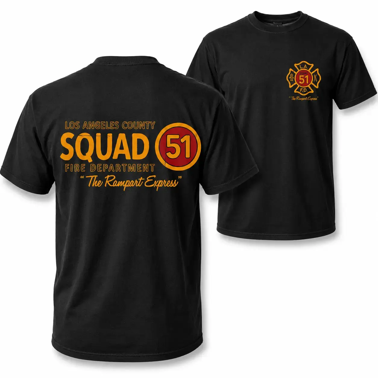 Los Angeles County Squad 51 T Shirt, Retro Two Sided Fire Department Graphic Design, Firefighter Appreciation Gift For Rescue Crew Fans