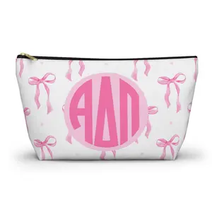 Alpha Delta Pi Monogram Bow Makeup Bag