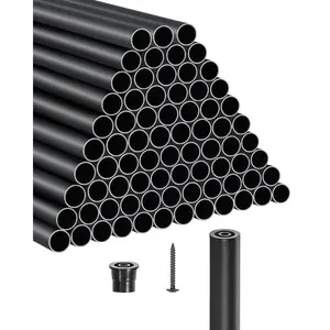 fathersdaygift VEVOR Staircase Balusters 101 Pack, 32 In Aluminum Stair Balusters, 3/4 In Water-Proof Round Metal Spindle Railing, Hollow Deck Railing with Rail Caps Screws for Stairs, Porch, Patio, Fence, Black