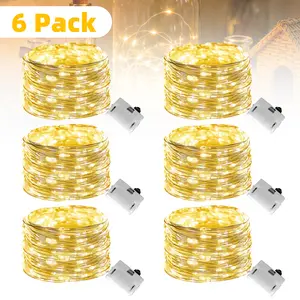 6/12 three-color LED light string button battery box, LED copper wire light, room decoration atmosphere small lights, for Christmas decoration and outdoor lighting string, marriage proposal, flower decoration