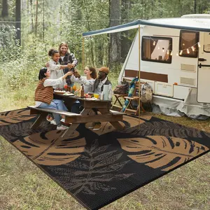 Garvee Waterproof and UV Resistant Outdoor Plastic Straw Rugs - Reversible, Foldable, Lightweight Patio and Camping Mats in Various Sizes and Colors with Portable Carry Bag and Stakes, Ideal for RV, Deck, Balcony, Porch, Beach, Picnic