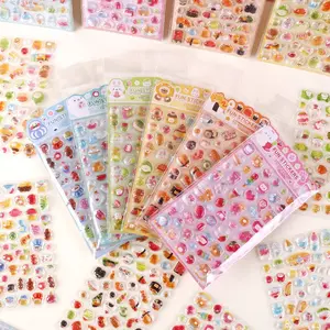 Japanese Cartoon 3D Crystal Stickers, Cute Design Phone Case Decor, DIY Photo Frame Album Scrapbook Calendar Diary Notebook Greeting Card