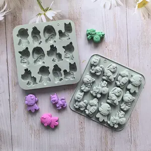 12-grid Silicone Reusable Chocolate Mold, 1 Count Animal Shaped Cake Baking Mold, DIY Handmade Jelly Dessert Mold, Silicone Molds, Kitchen Supplies
