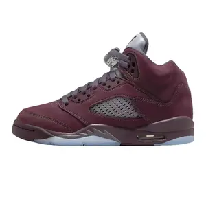 2026 New Burgundy Suede High-Top Retro Basketball Shoes with Icy Blue Crystal Outsole