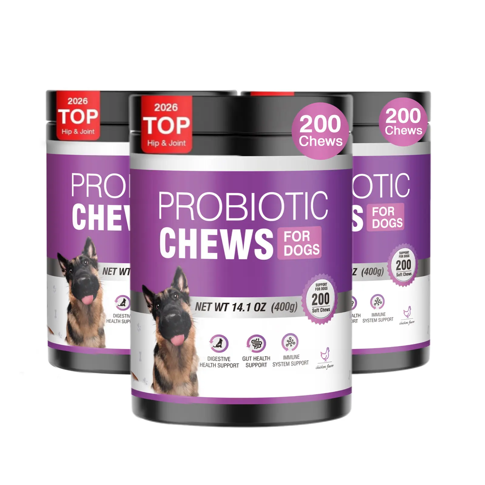 3x TTLXRL Probiotics for Dogs Soft Chews for Seasonal Allergies, Gut, and Digestive Health. Probiotic Chews for Dogs Support Gut Health, Relieve Diarrhea, Itchy Skin, Enhance Immunity