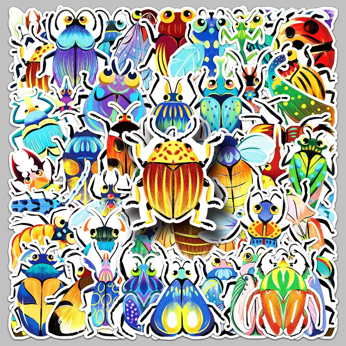 Insect Pattern Sticker, 51pcs/set Colorful Insect Pattern Decorative Sticker, DIY Decals for Water Bottle, Laptop, Phone Case, Scrapbooking, Journal Making, Cover