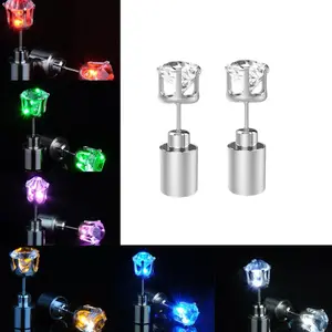 Color Changing LED Earrings – Flashing Glow Stud Earrings, Stainless Steel LED Jewelry Gift for Girlfriend Boyfriend, Party Accessories
