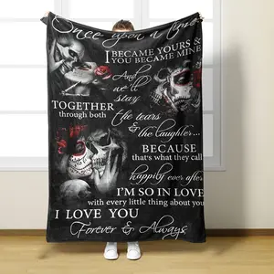 High Definition Printed Skull Cover Blanket - Indoor, Outdoor, Camping Trips and More Holiday Gift, 30in*40in 40in*50in 50in*60in 60in*80in  Valentine's Day gift blanket for boyfriend, girlfriend, I love you blanket