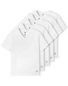 SF SmartFit Men's V-Neck T-Shirts, 5-Pack Undershirt (WHITE)