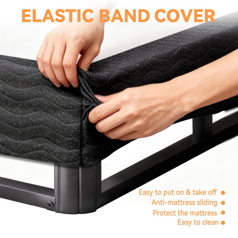 3500 lbs Enhanced Edition Heavy Metal Box Spring Bed Base Extra Large Mattress Base, Easy to Assemble and Noise Free, Compatible with Full/Queen/King Beds, Easy to Clean Fabric Cover,Bed with Storage,Headboard, Storage Bed, Double Bed Frame