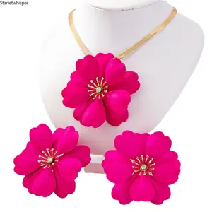 Colorful Enamel Flower Jewelry Set for Women, Includes Necklace & Stud Earrings, 3-Piece Design with Pearl Accents, Vibrant Summer Accessory Perfect for Vacation, Parties & Special Occasions