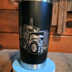 20-30oz Kenworth Flat Top Gear Jammer Tumbler - Reusable Flat Top Mug with Lid, Stainless Steel, Personalization, Available in 3 Colors - Flasks, Washable, Bottled Drinkware Portable Stylish Beverage Cup