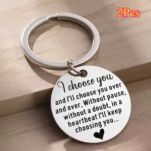 2Pcs Stainless Steel Keychains - Durable, Emotional Commemorative Gifts for Friends or Partners - Perfect Tokens of Appreciation and Love