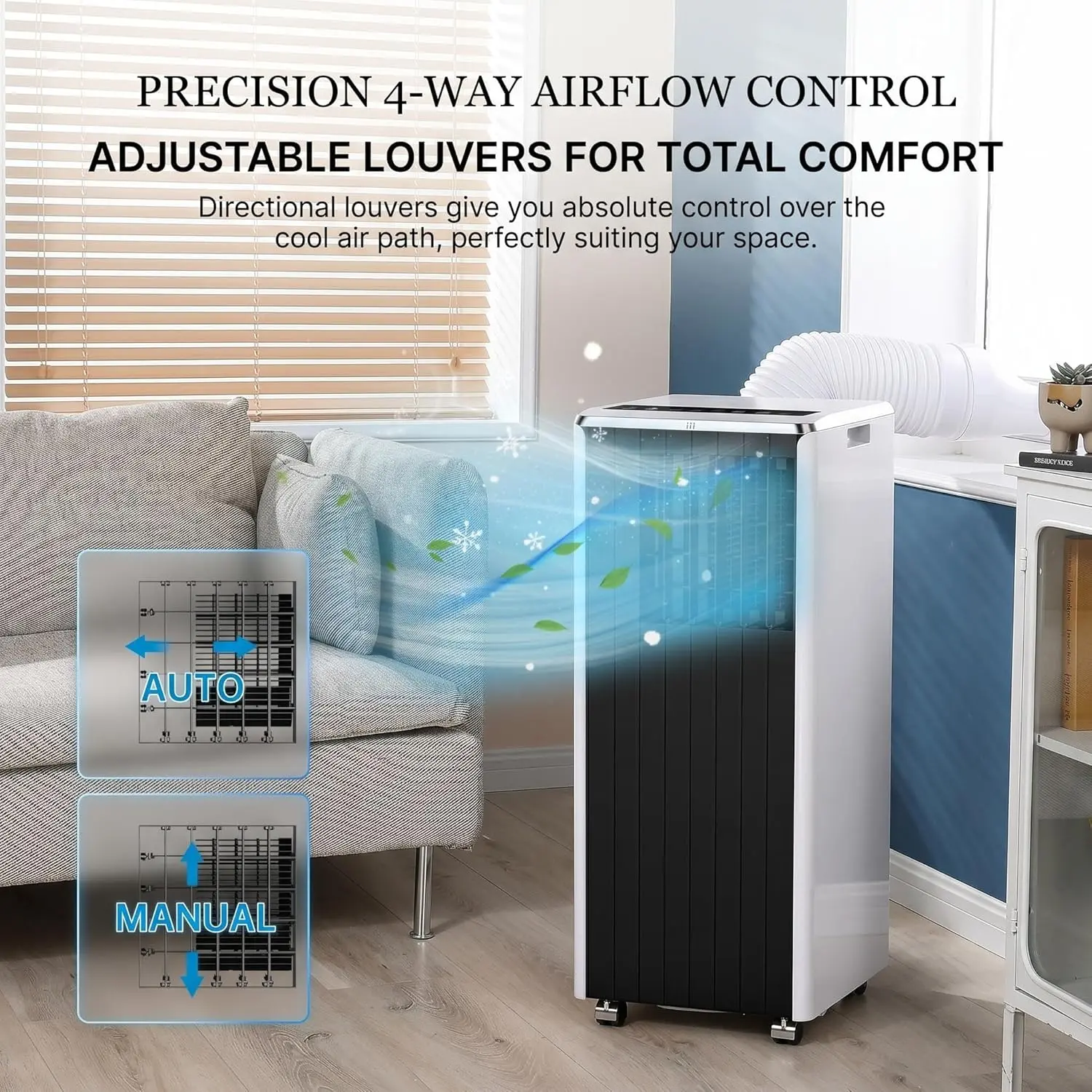 Portable Air Conditioner 8000 BTU (ASHRAE),3-in-1 AC Unit for Bedroom with Dehumidifier & Fan, Quiet 50dB Room Air Conditioner for 350 Sq ft, Portable AC with Window Kit & Remote, 24H Timer