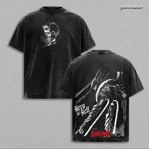 Chainsaw Man Vintage Washed Oversized T-Shirt, Anime Double Printed Heavy Cotton Streetwear Graphic Tee, Retro Devil Hunter Graphic Top, Unisex Manga Tee for CSM Fans
