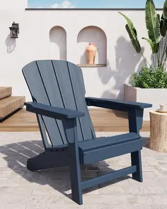 GAOMON Navy Blue Oversize HDPE Poly Lumber Adirondack Chair - 380 LB Weather Resistant Wooden Textured Outdoor Chair for Garden, Deck, Pool & Porch