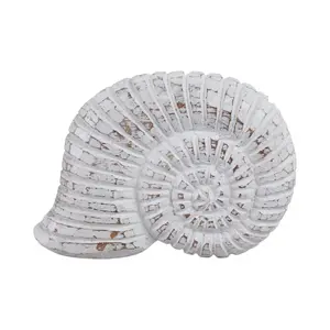 212 MAIN 9 in. Modern Snail-Shaped Wooden Wall Ornaments, Hangable White Home Decor Hanging Supplies