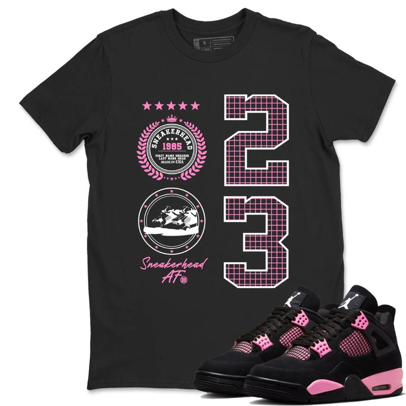 Unisex Shirt to Match Jordan 4 Pink Thunder, Sneaker NO 23 Graphic Tee to Match Sneakers, Jordan 4 Pink Thunder Matching Outfit, Crewneck T-Shirt
