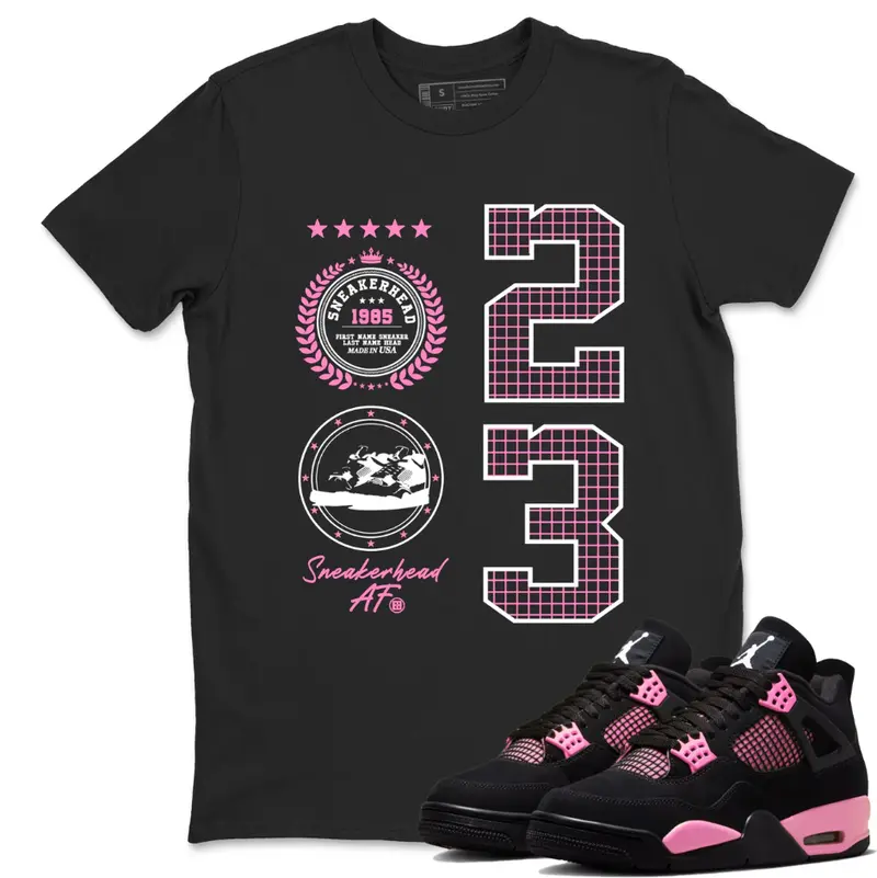 Unisex Shirt to Match Jordan 4 Pink Thunder, Sneaker NO 23 Graphic Tee to Match Sneakers, Jordan 4 Pink Thunder Matching Outfit, Crewneck T-Shirt