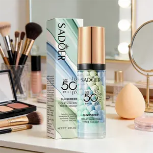 3 In 1 Primer for Face Before Makeup, SPF 50 PA+++, Sunscreen Isolation Cream, One Step Color Corrector Primer, Blurs Facial Serum Oil Control & Moisturizing Skin Tone Correcting