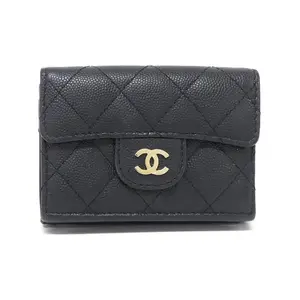 Pre-owned CHANEL Calfskin Small Leather Goods Timeless Classic Caviar Skin Wallet