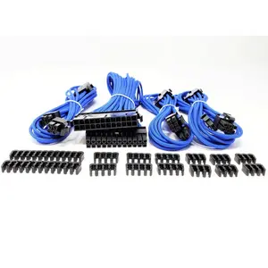 Micro Connectors  Premium Sleeved PSU Cable Extension Kit, Blue