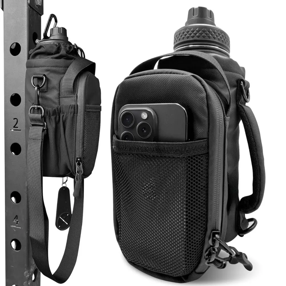 Magnetic Gym Bag – Water Bottle Holder with Strap | Crossbody Gym Slingbag Pouch with Towel Hook & Phone Pocket | Hands-Free Bottle Carrier for Gym, Travel, & Outdoors Portable Lightweight Sling Crossbody Bags