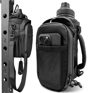 Magnetic Gym Bag – Water Bottle Holder with Strap | Crossbody Gym Pouch with Towel Hook & Phone Pocket | Hands-Free Bottle Carrier for Gym, Travel, & Outdoors